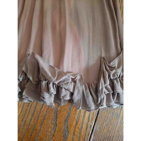 Size 2 Decode Brown Peach Ruffled Hem Rhinestone Mini Dress Christmas New Years - Picture 6 of 10